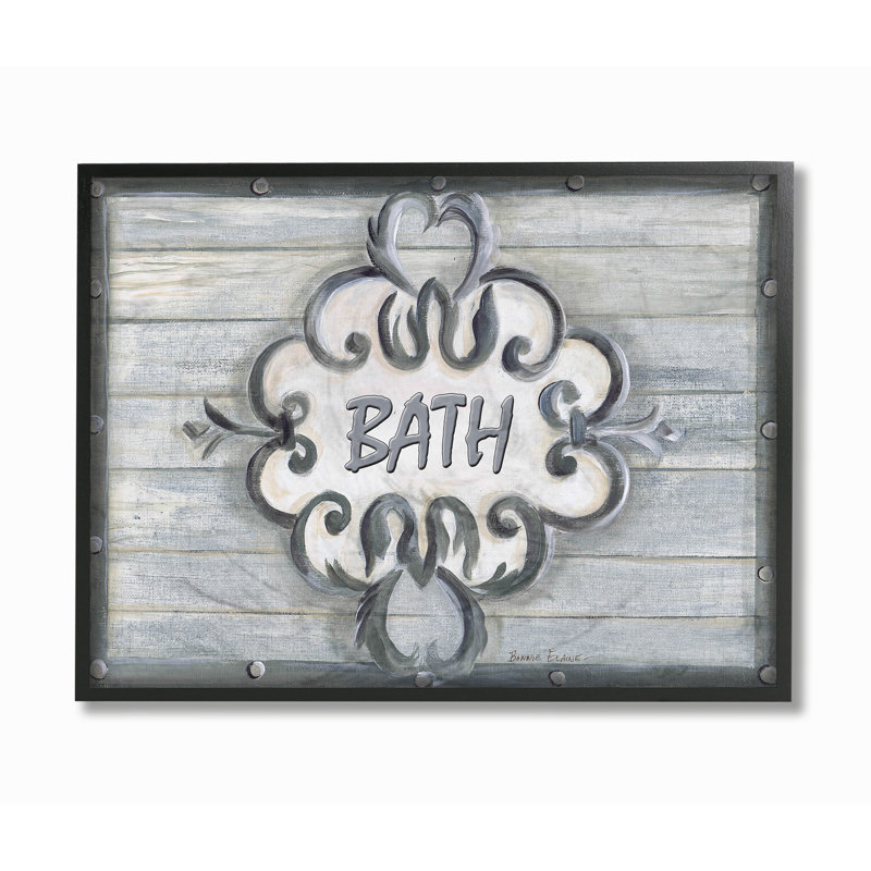 « bain gris à billes », art textuel sur toile tendue, H 16 po x l 20 po x 1,5 po, Giclée encadrée noir minuit