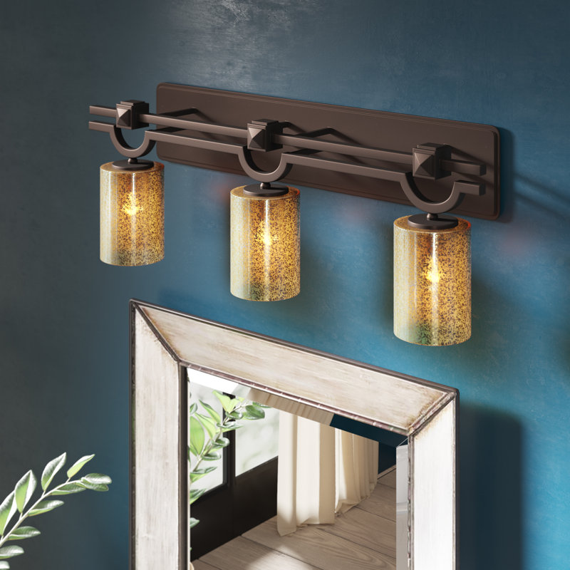 Éclairage pour salle de bain 3 lumières Casson, Chrome poli, Verre mercuré