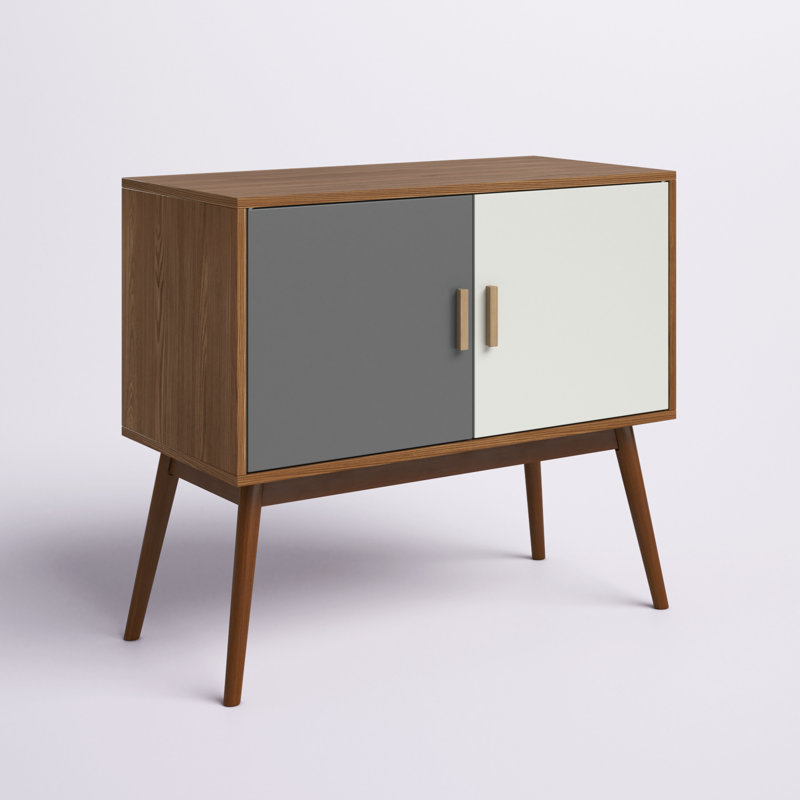 Asten Storage Console with Cabinet and Shelves, Light Walnut