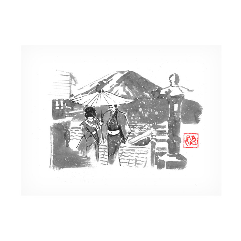 Art sur toile Péchane Promenade Sous La Neige, H 14 po x l 19 po