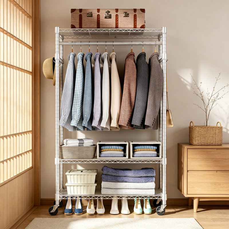 75cm Rolling Clothing Rack, White