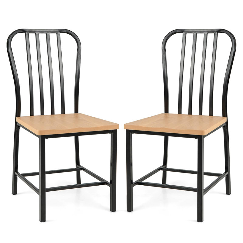47cm H Metal Slat Back Parsons Chair, Black