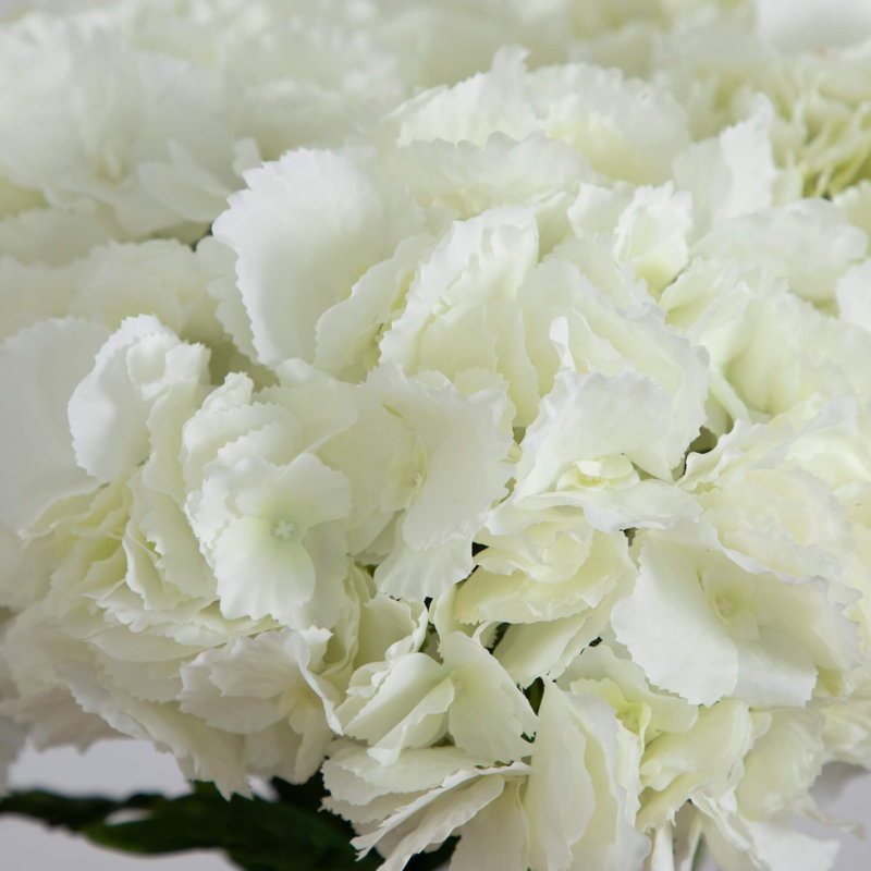 20in. Artificial Hydrangea Arrangement in Glass Vase, White