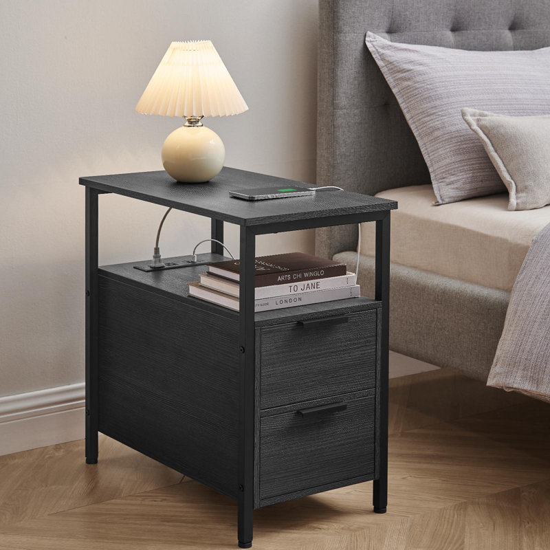 Table d'appoint avec station de charge, Noir