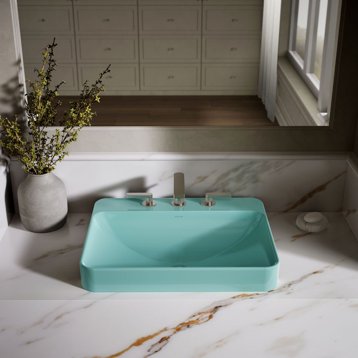 Vox Rectangular Vessel Sink, 3, Spring Green