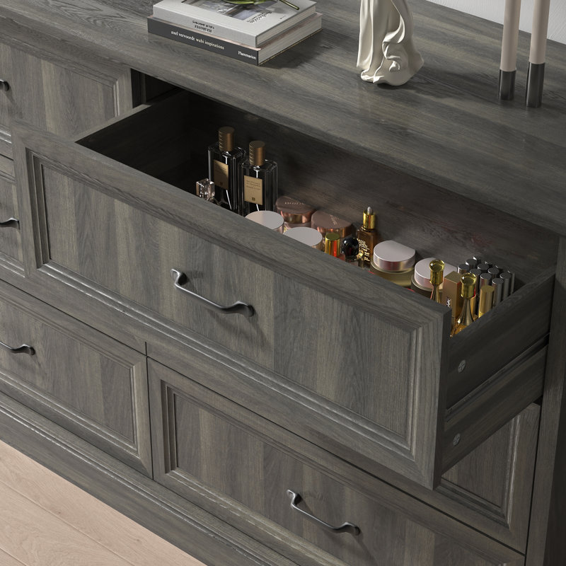 55'' W 6 - Drawer Dresser For Bedroom, Grey