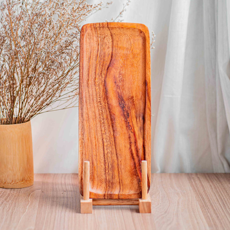 Long plateau rectangulaire en bois d'acacia