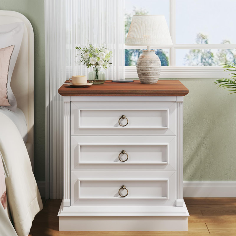 Farmhouse Nightstand With Wireless Charging Station