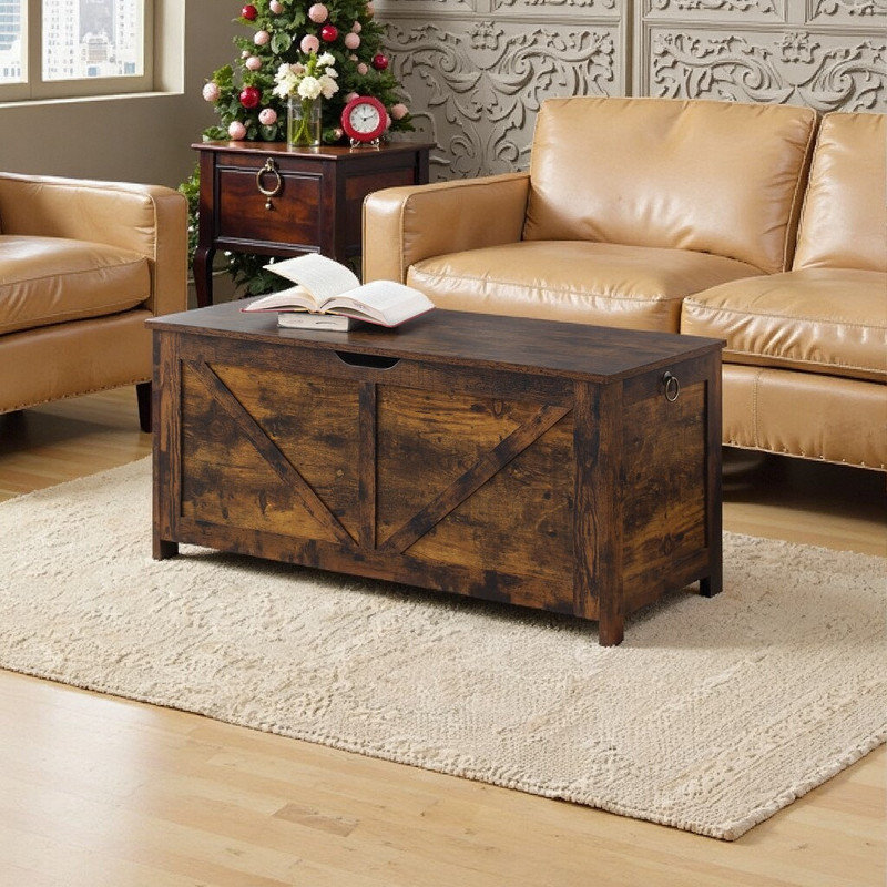  Storage Ottoman Bench With U-Shaped Handle Frame, Brown
