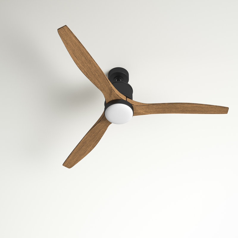 Hover 52" Indoor/Outdoor Integrated LED Propeller Ceiling Fan with Remote, Matte Black