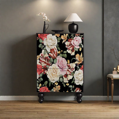 Pine Storage Cabinet with Five Drawers
