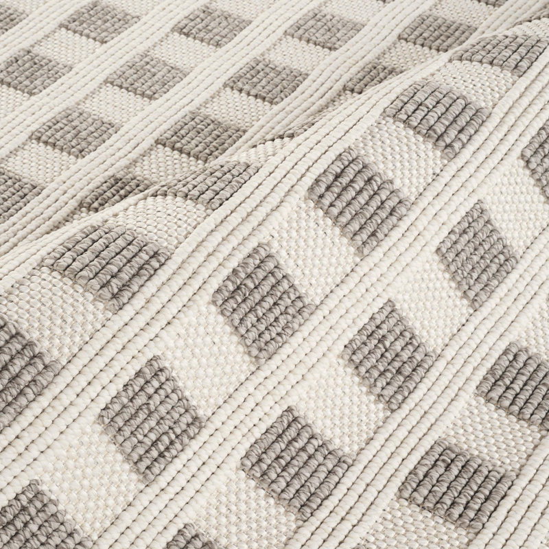 Abani Rugs LUC150A Grid Loop Texture Cream Grey Area Rug, Rectangle 5'3" x 7'6"