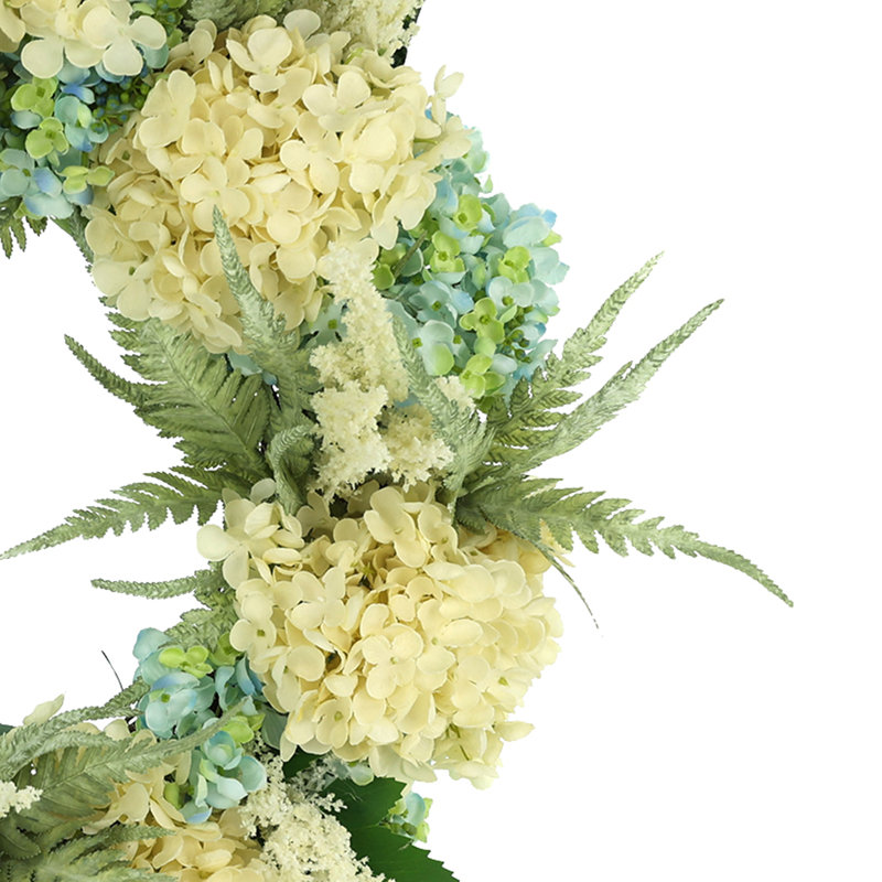 Handcrafted Faux Hydrangea Polysilk 26'' Wreath