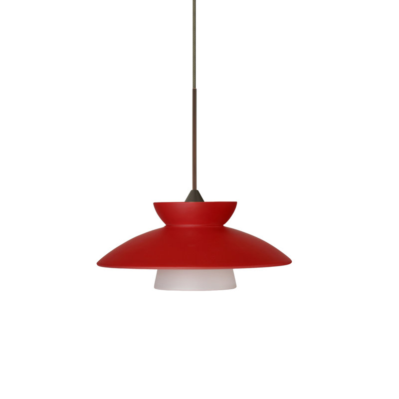 Luminaire suspendu pour dôme simple 1 lumières Trilo, Rouge mat, Bronze, Halogène