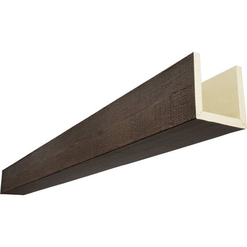 Poutre de plafond 3 côtés en faux bois Endurathane Rough Cedar (poutre en U), 6"H x 12"W, Bois flottant, 22'L