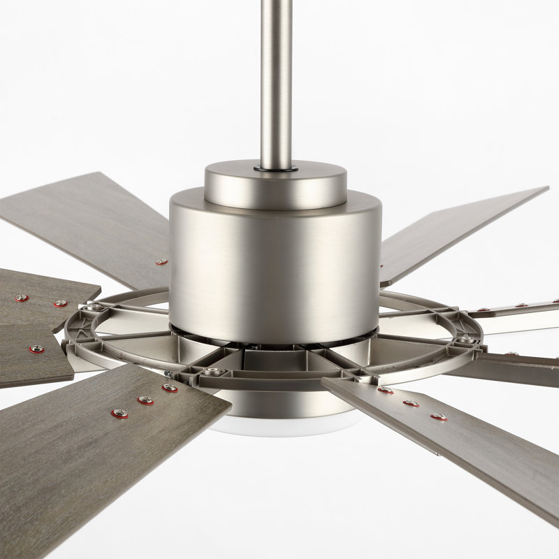 Ventilateur de plafond à courant continu Avgoustinos avec lumière DEL et télécommande, 33.1" H x 72" W x 72" D, Nickel