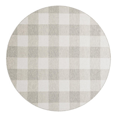 Tereon Checkered Machine Made Power Loom Polypropylene Plastic Indoor/Outdoor Area Rug in Gray