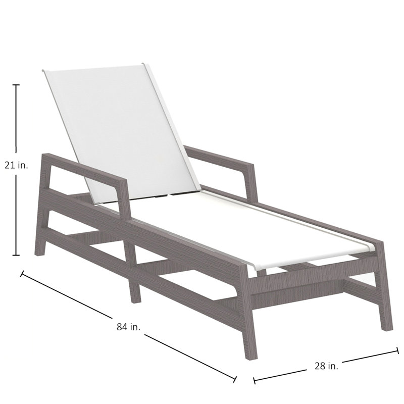 Seashore Chaise Slate Gray Wood With White Sling, Slate Gray