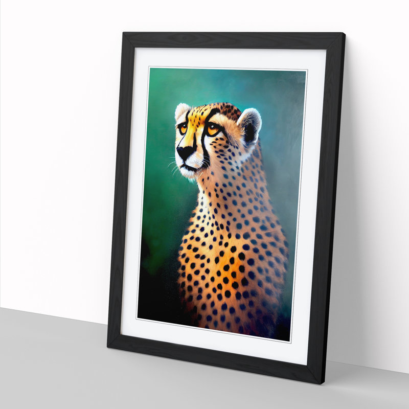 Cheetah Painting Vol.1 - Picture Frame Print, 46cm H x 34cm W x 2cm D, Oak Framed