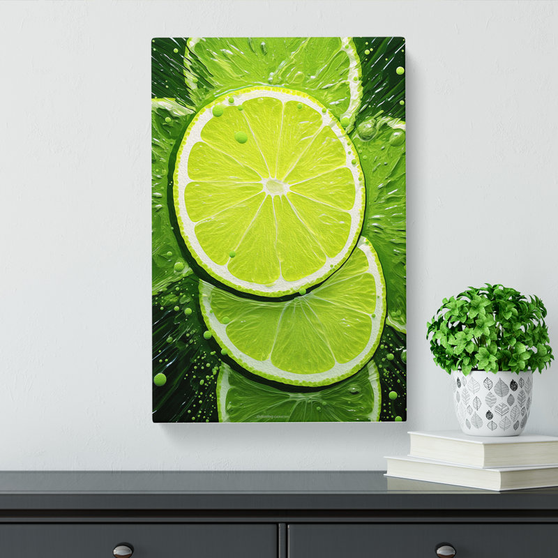 Sliced Lime Abstract No.2 - Wrapped Canvas, 50cm H x 35cm W x 3cm D