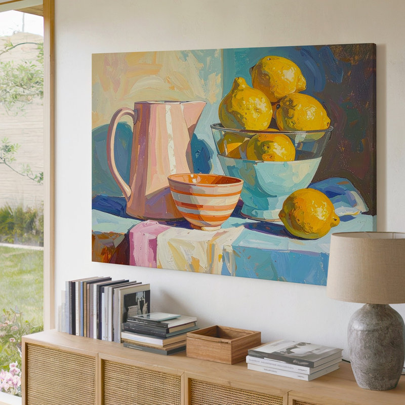 Art mural sur toile, citron, cuisine, nature morte et charme rétro, H 30 po x l 40 po