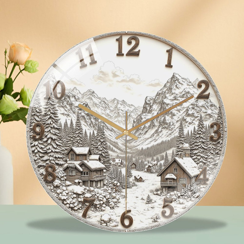 Horloge murale en forme de montagne Winter Village