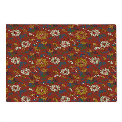 Ambesonne Vintage Cutting Board Large Size Flower Twigs Pattern Multicolor