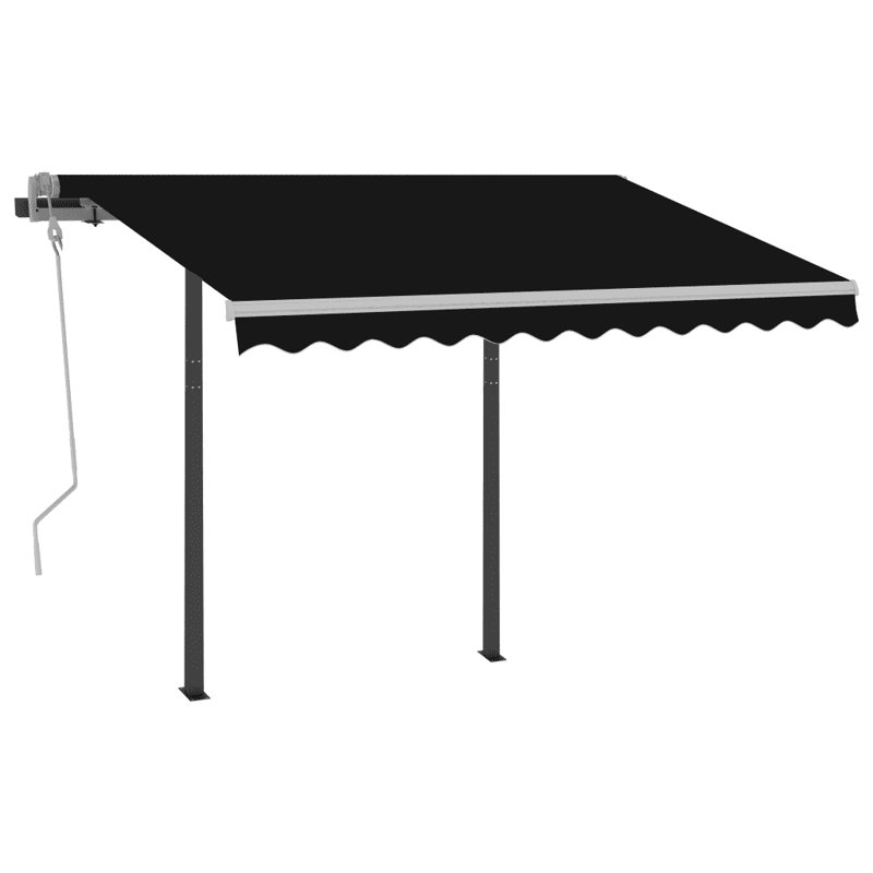 Dakota Fields Fabric Cover Retractable Patio Awning, Anthracite/White, Solid Colour, 245cm H x 300cm W x 250cm D