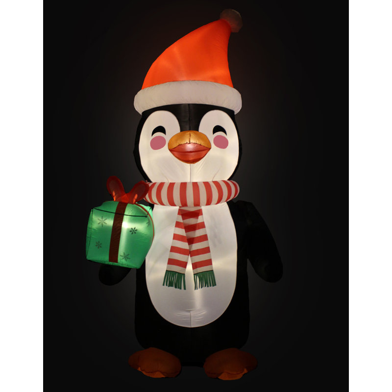 Coffret cadeau de 12 pieds de haut gonflable joyeux Noël avec écharpe de Noël et lumières DEL intégrées