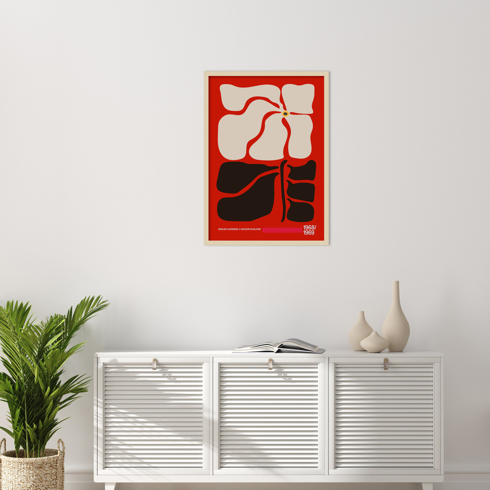 English Gardens Red by Frances Collett, Brown, 33" H x 24" W x 1" D