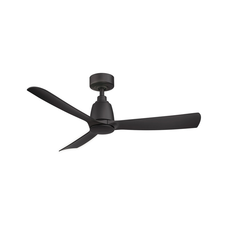 Kute 52 inch Indoor/Outdoor Smart Ceiling Fan with Remote Control - Black with Black blades, Black