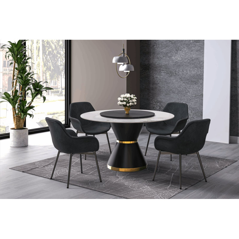 Marther rond 59,05 po, Mable blanc, Noir