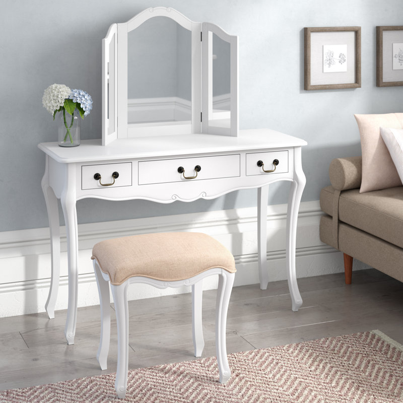 Lemaire Dressing Table with Mirror, Antique White