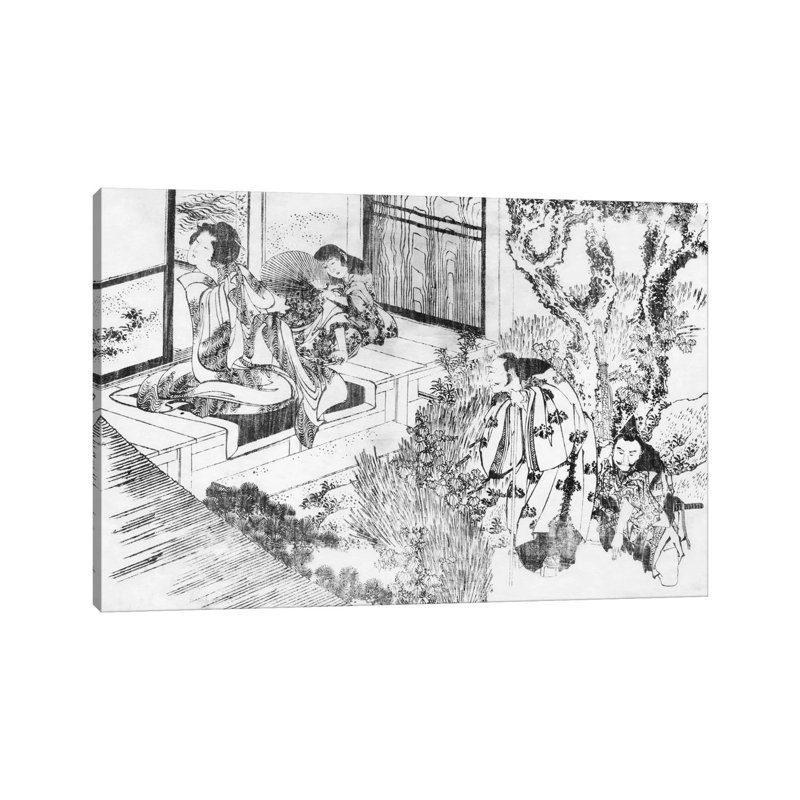 A Man Watching A Beautiful Woman by Katsushika Hokusai - Wrapped Canvas Print, 20.32 cm H x 30.48 cm W