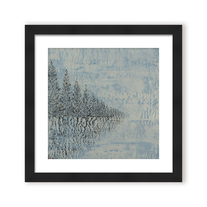 Nature Inspired "Frozen Serenity" Canvas Wall Art By , 20" H x 20" W, Black, Framed Matted Print