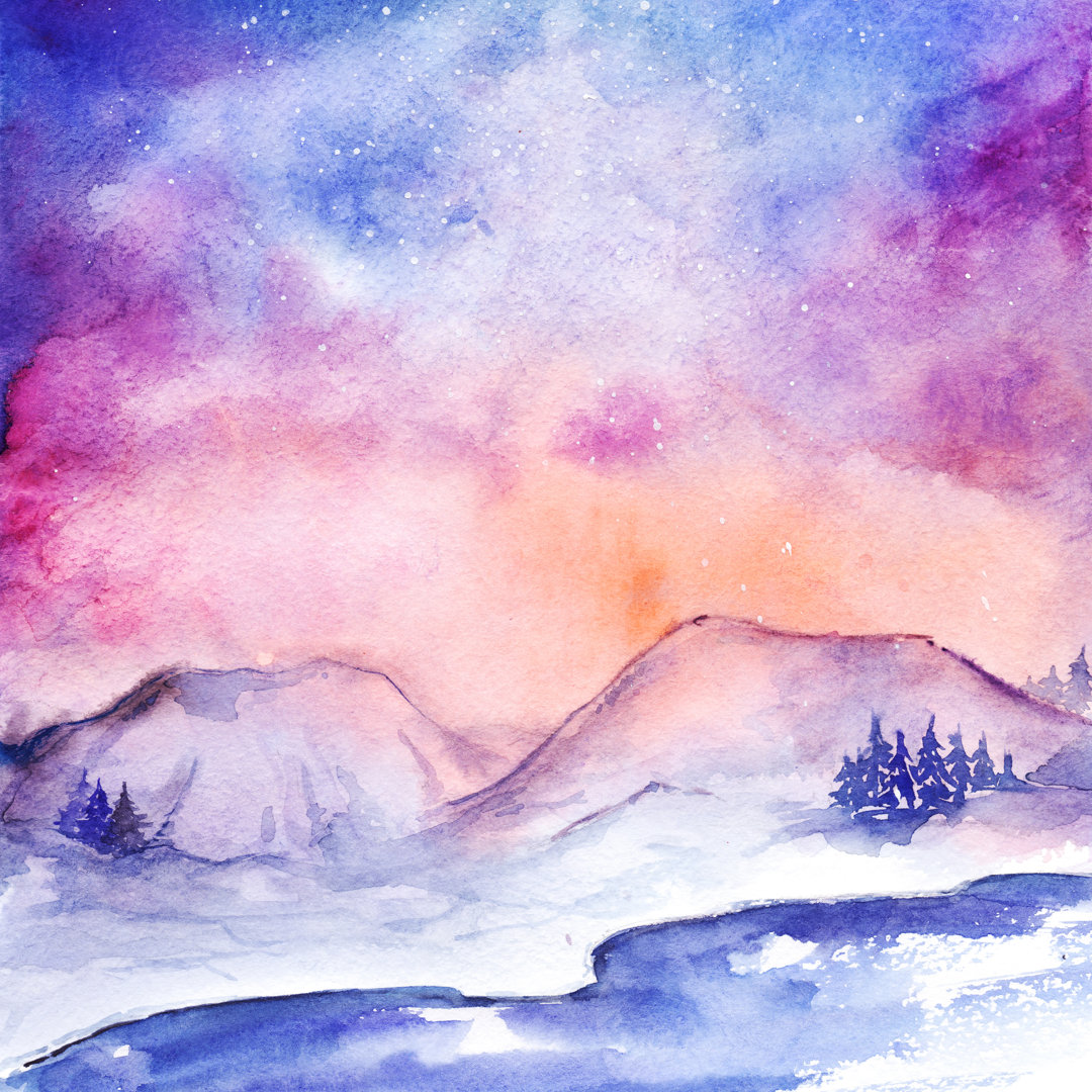 Aquarell Naturlandschaft von Silmairel - Leinwandbild