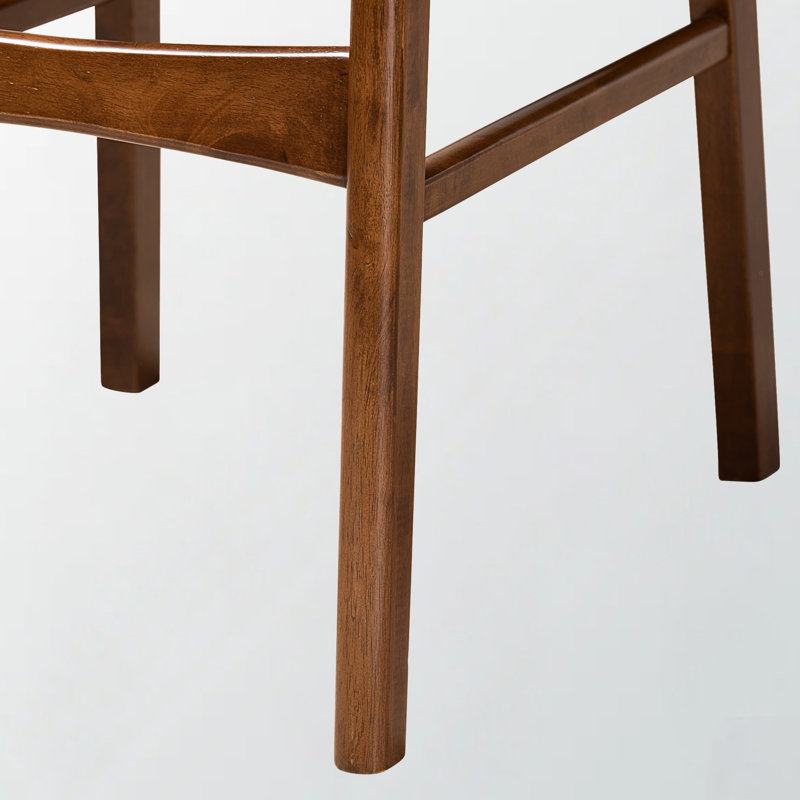 Kaitlyn Wooden Mid-Century Modern Bar Stool Set in Sand/Walnut Brown, 43.82'' H X 17.86'' W X 22.89'' D, Beige