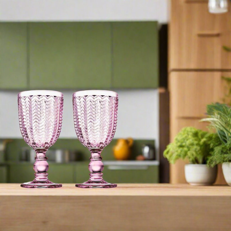 Twill 10 oz. Crystal Goblet, Pink