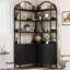 Bibliothèque de coin 74 "de haut à 74 niveaux avec armoire et portes, rangement en L pour bureau à domicile, noir-1625765809
