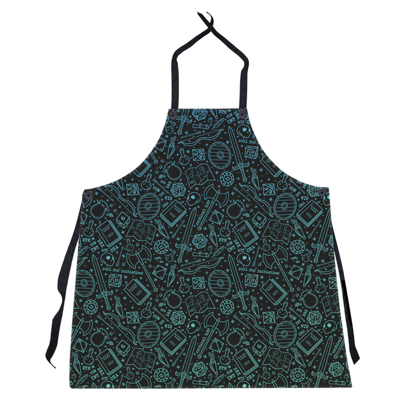 Tablier à motif rpg lines, Bleu / Vert / Noir