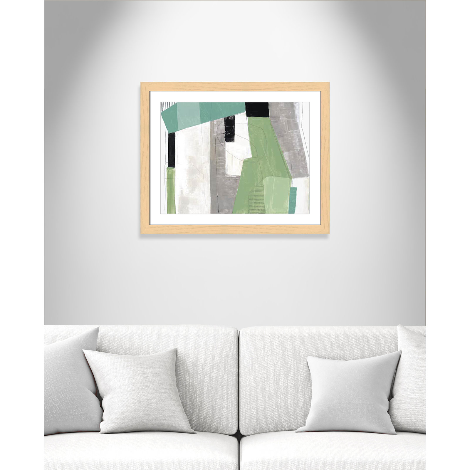 Evergreen Essence Print, 25" H x 31" W x 1.25" D, Natural Cube Frame - Matted Fine Art Paper Print, White