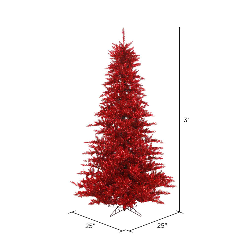 Arbre de Noël artificiel rouge Tinsel, H 3 pi