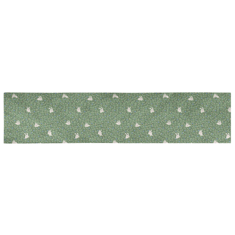 Chemin de table géométrique avicia, 90 po x 16 po, Polyester sergé, Jade