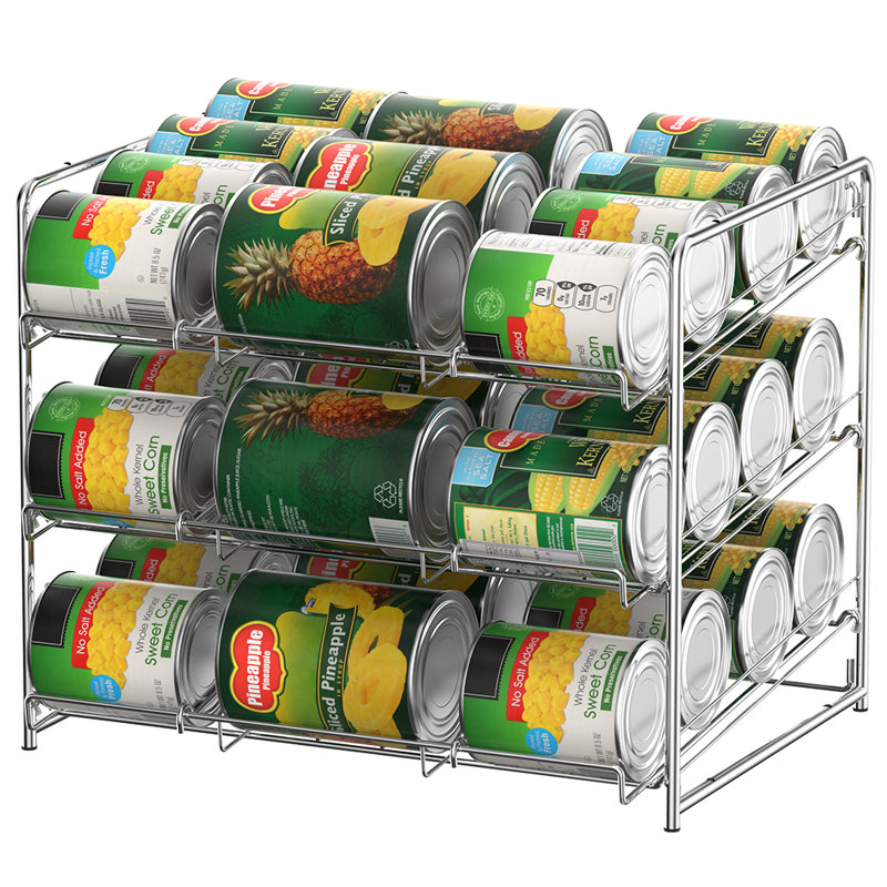 Support de rangement en métal argenté à 2 niveaux pour garde-manger, armoire de cuisine et comptoir - 2 pièces