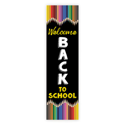 13X48 Welcome Back To School Banner Colored Pencils Vertical Classroom Door Decoration