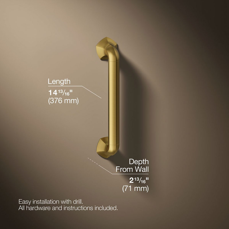 Occasion Grab Bar, 12", Vibrant Brushed Moderne Brass