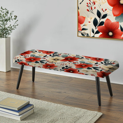 Vintage Romance Red Floral Bliss - Banc rembourré floral noir