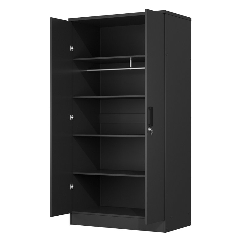Armoire en bois manufacturé Schriver Harmony, Noir