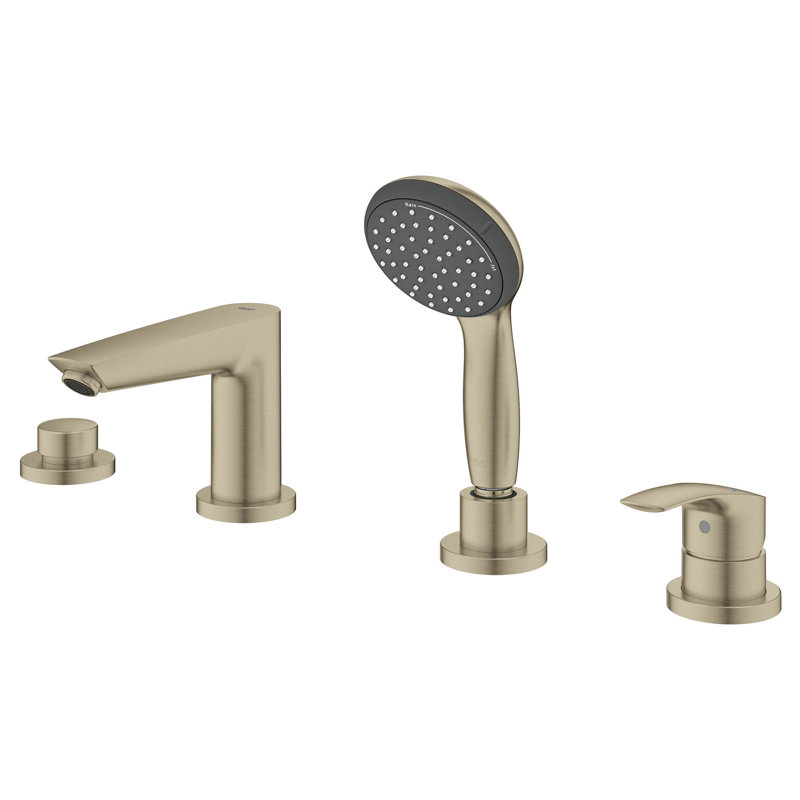 Garniture de robinet de baignoire romaine à poignée simple à fixation sur le comptoir EuroSmart, Nickel brossé