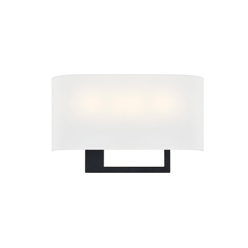 Textile - Callie ADA 3-Light Wall Sconce - White Linen Fabric Shade, Matte Black